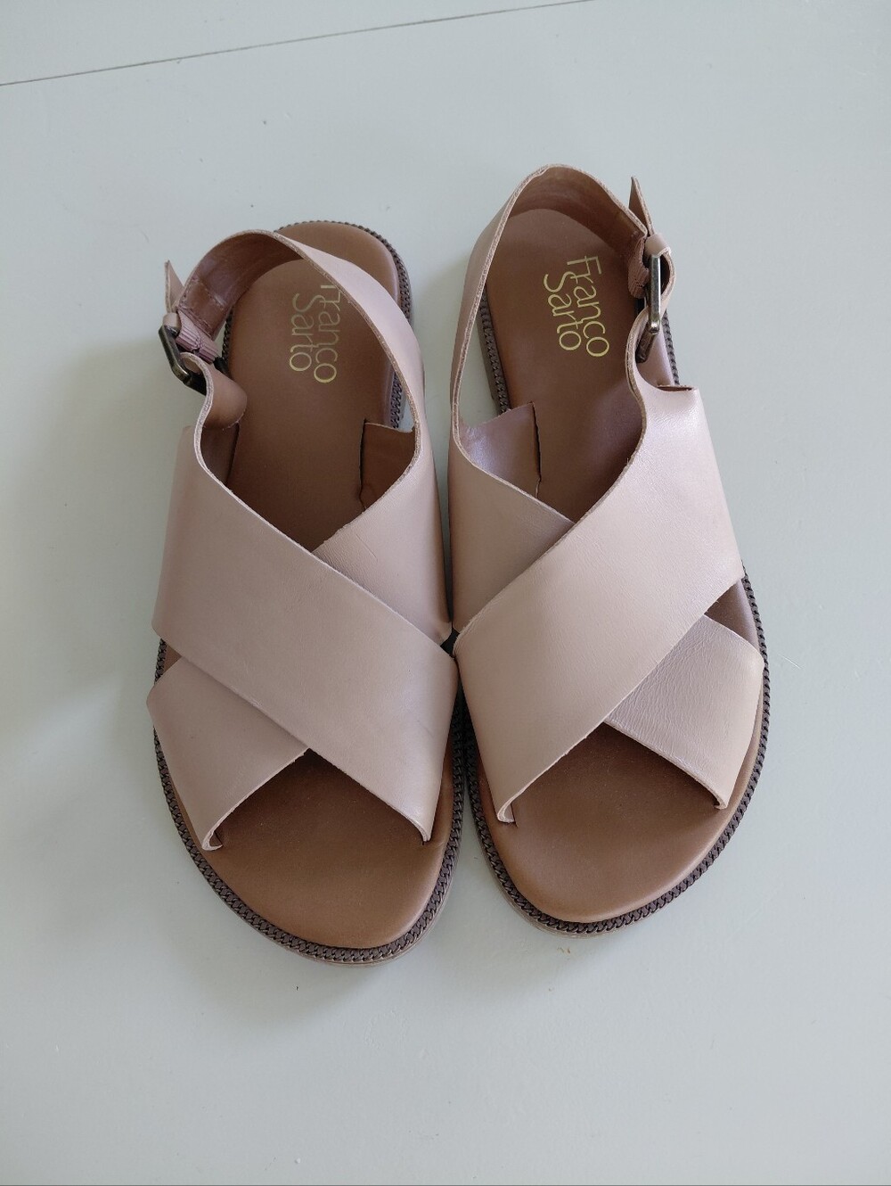 Franco Sarto Kayleigh Leather Sandals Sz 9 Tan Brown